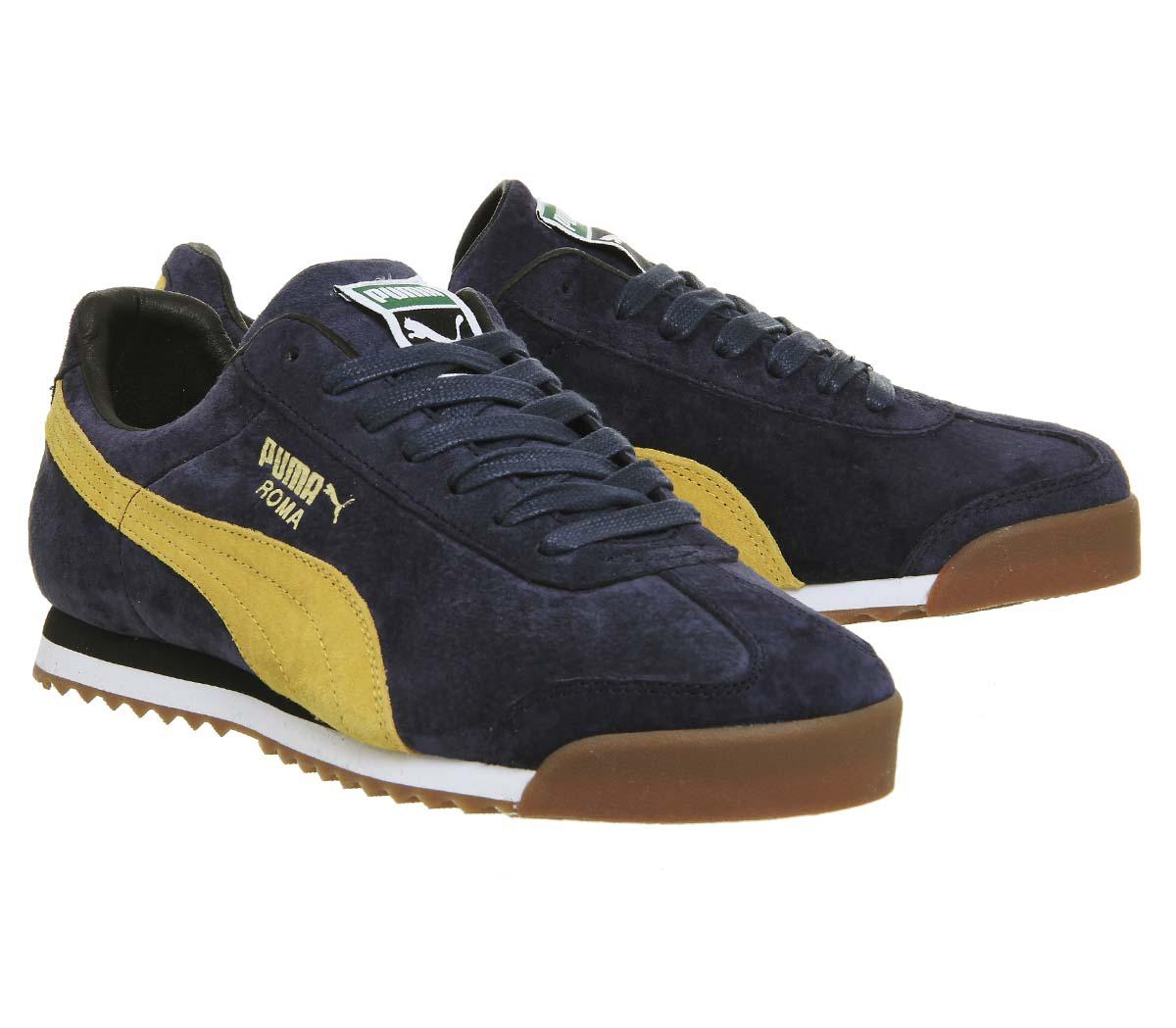 puma roma navy yellow