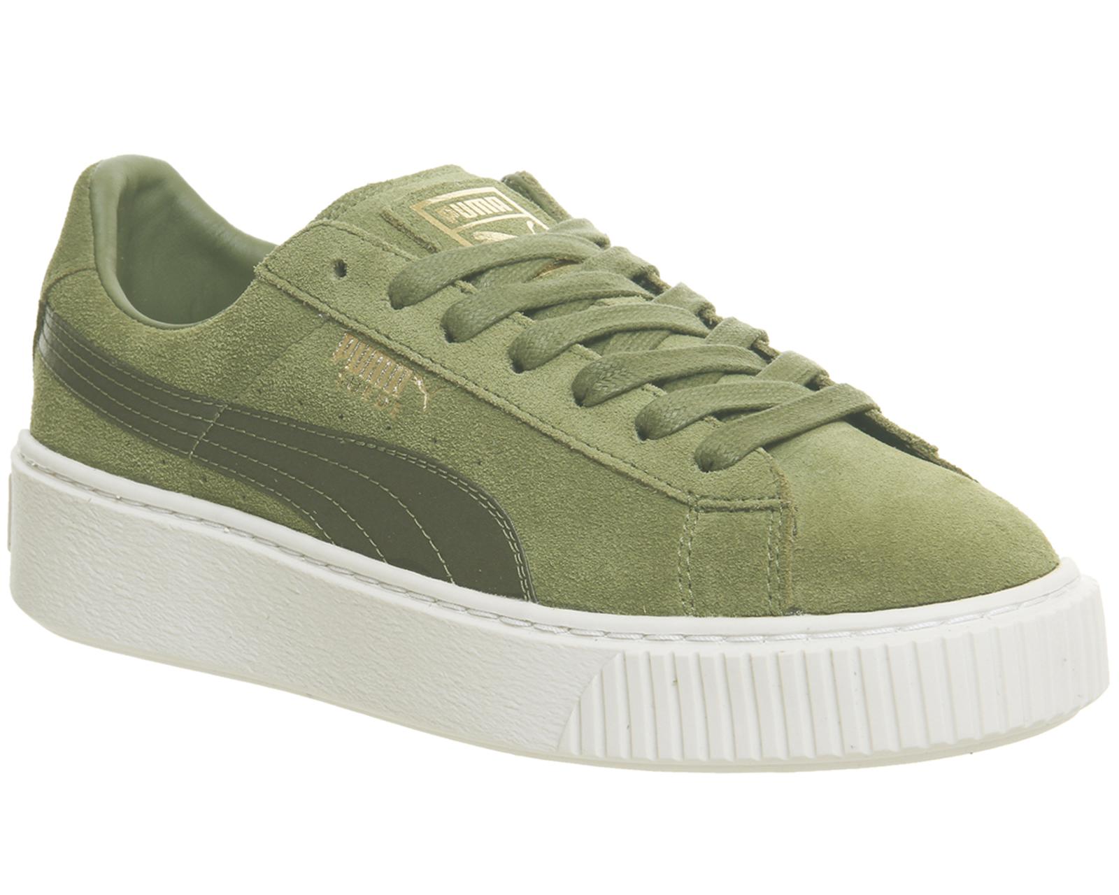 PUMA Suede Platform Trainers in Olive (Green) - Lyst