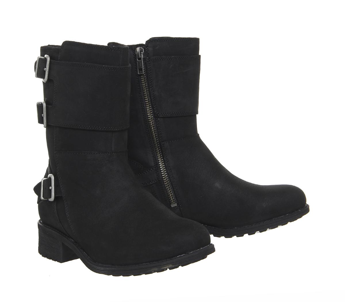 UGG Leather Wilcox Mid Boots in Black - Lyst