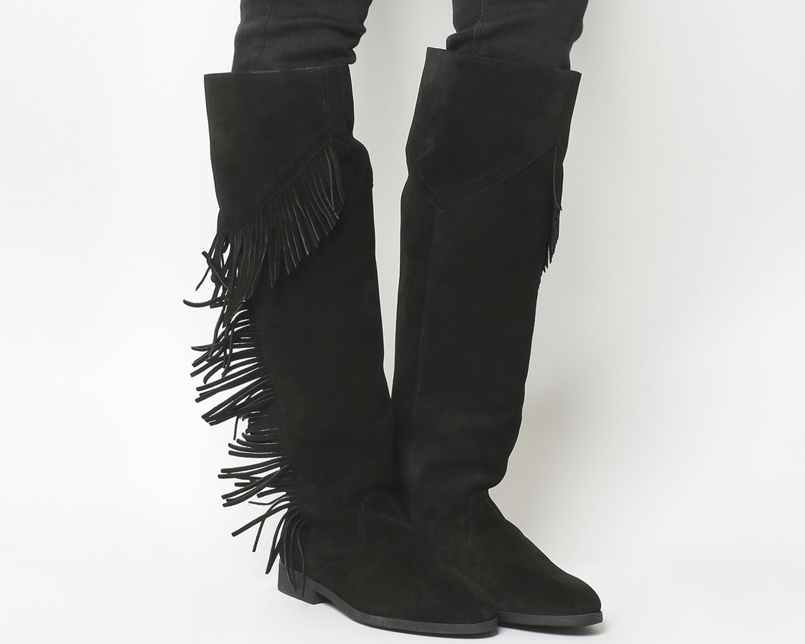 fringe knee boots