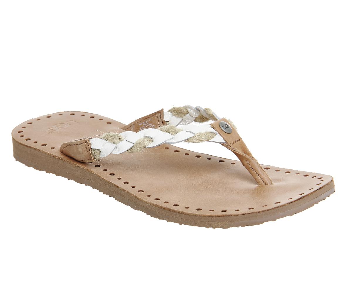 UGG Leather Naive Flip Flops in White (Natural) - Lyst