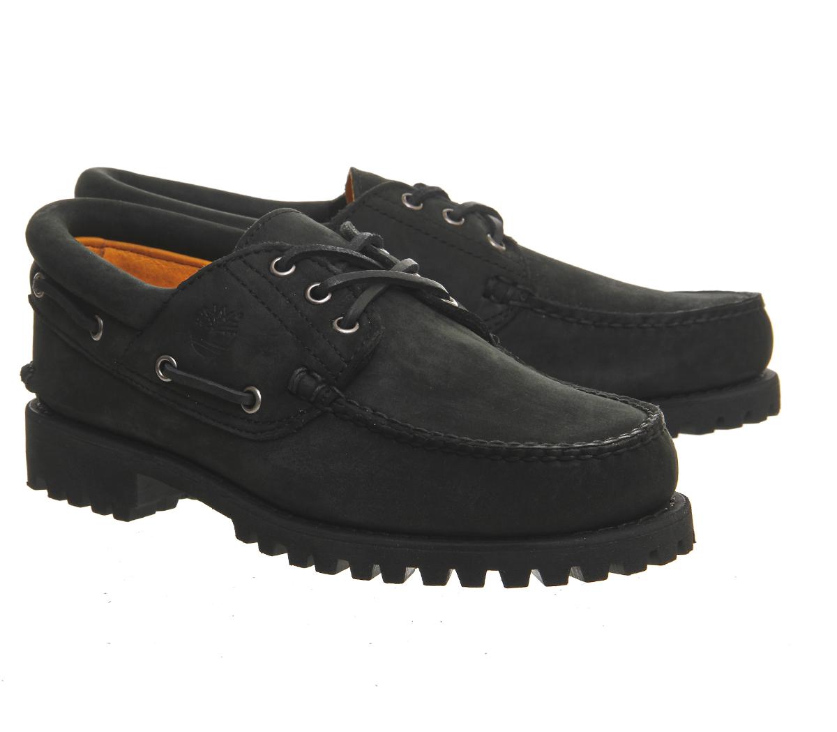 Timberland Leather 3 Eye Classic Lug Boat Shoes in Black for Men - Lyst