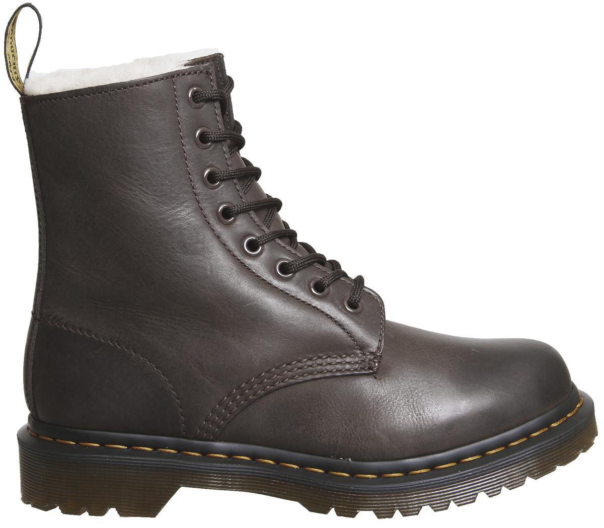 Lyst Dr. Martens Serena 8 Eyelet Shearling Boots in Brown