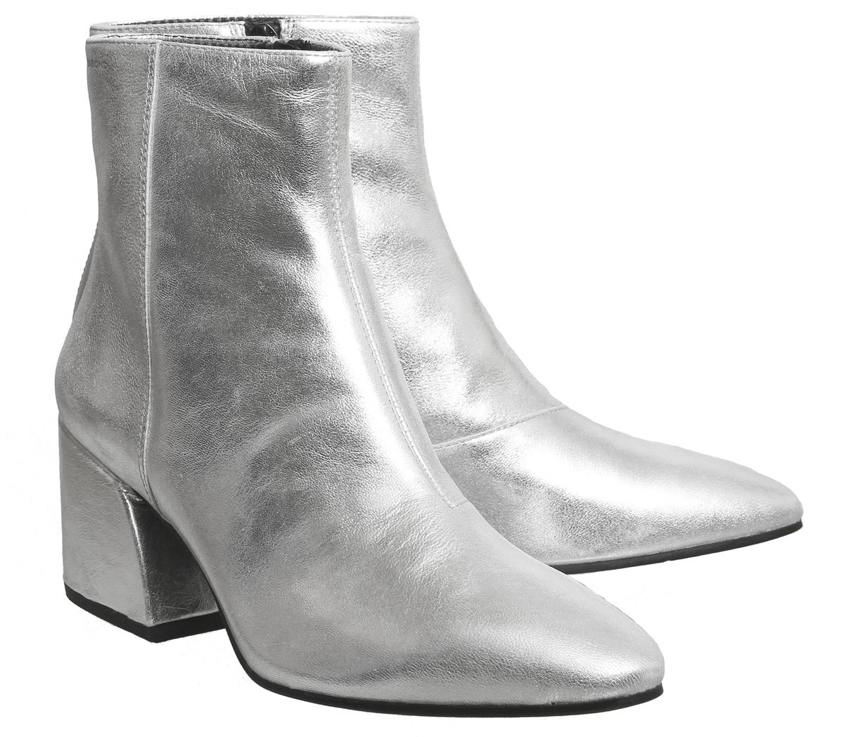 Vagabond Leather Olivia Block Heel Boots in Silver (Metallic) - Lyst