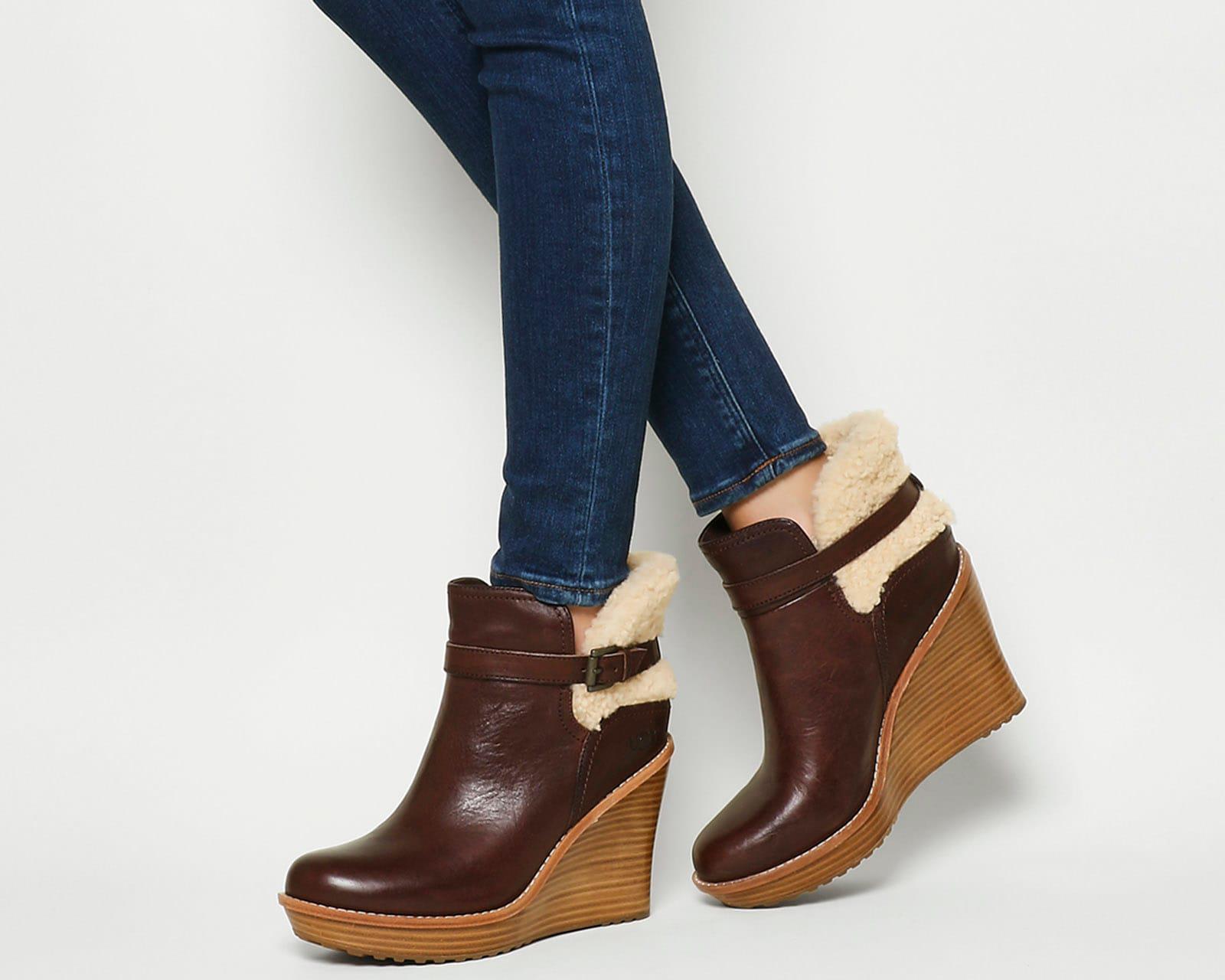 UGG Anais Wedge Ankle Boots in Mahogany 