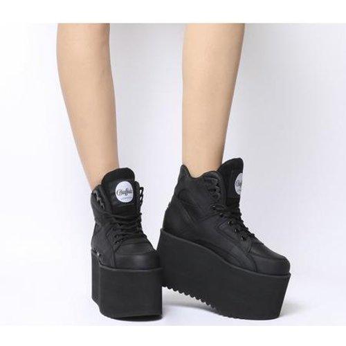 Buffalo Leather Platform Trainers in Black - Lyst
