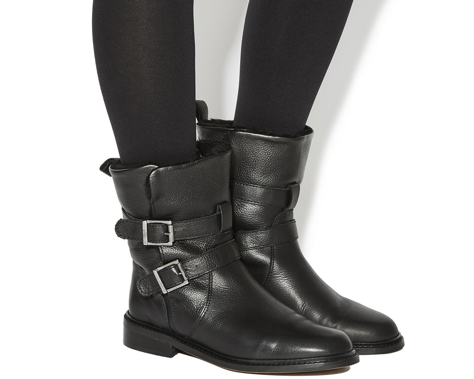 Office Indicate Buckle Biker Boots In Black Lyst Indicate Buckle Biker Boots In Black