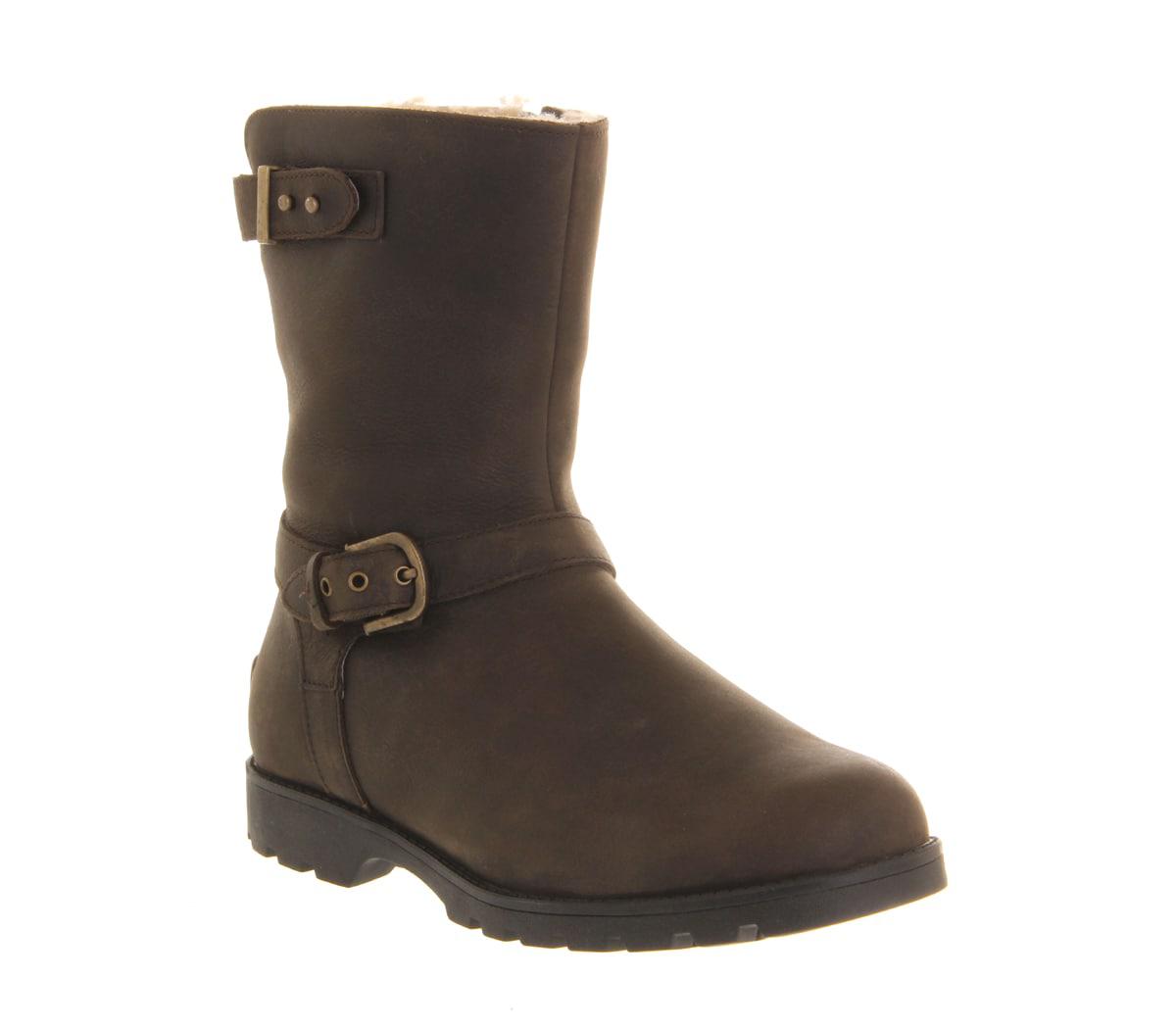 UGG Leather Grandle Biker Boots in Brown - Lyst