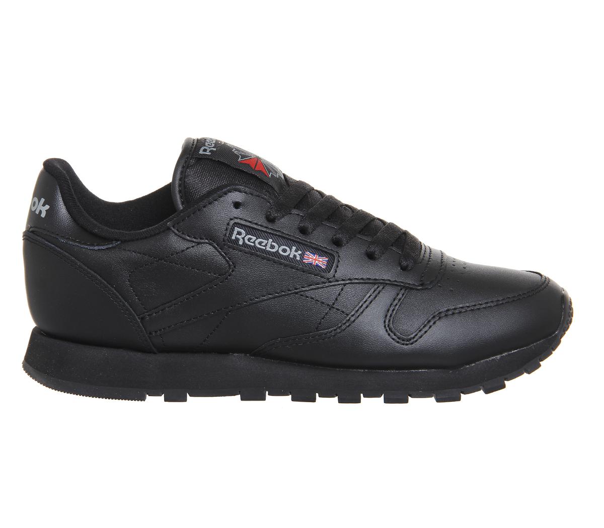 reebok classic leather trainers in black leather