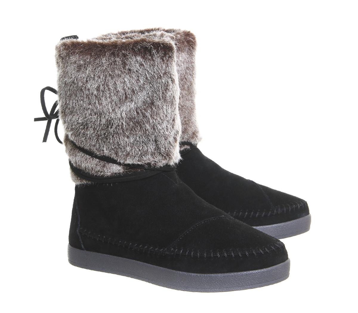 Lyst - Toms Nepal Suede Boot With Faux-fur Cuff in Black