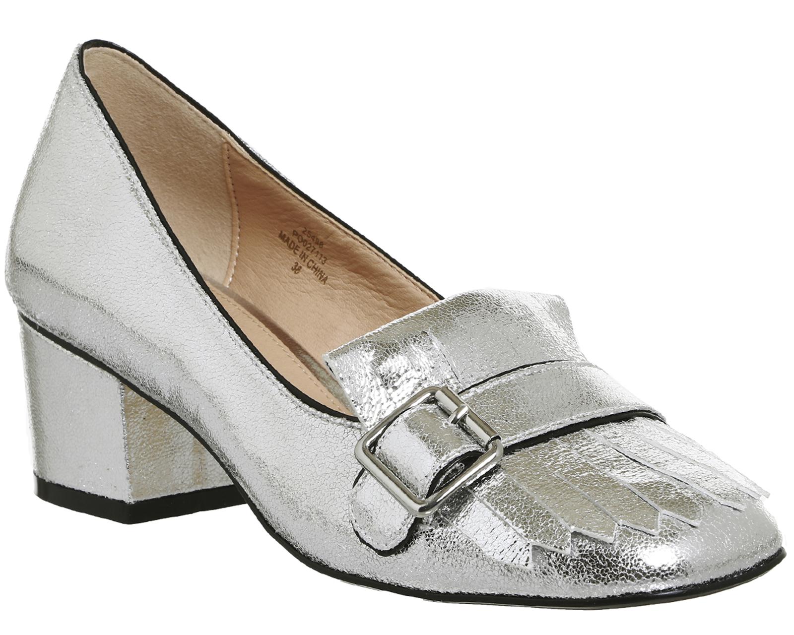 Office Synthetic Fringe Block Heel Fringe Loafers in Silver (Metallic) -  Lyst