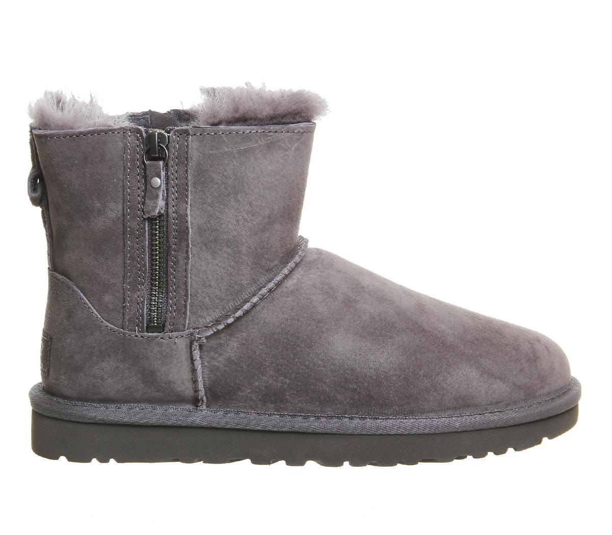 UGG Classic Mini Double Zip in Charcoal (Gray) - Lyst