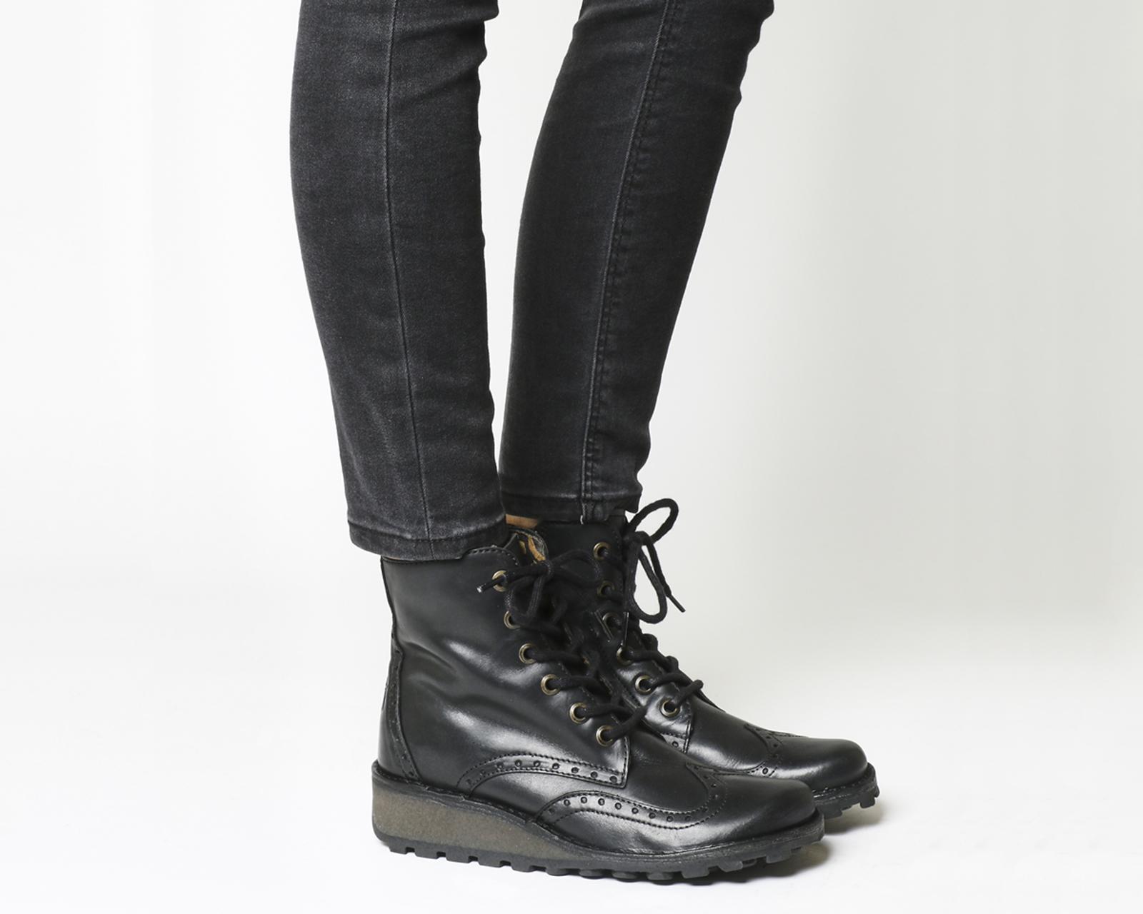 Fly London Leather Marl Lace Up Boots 