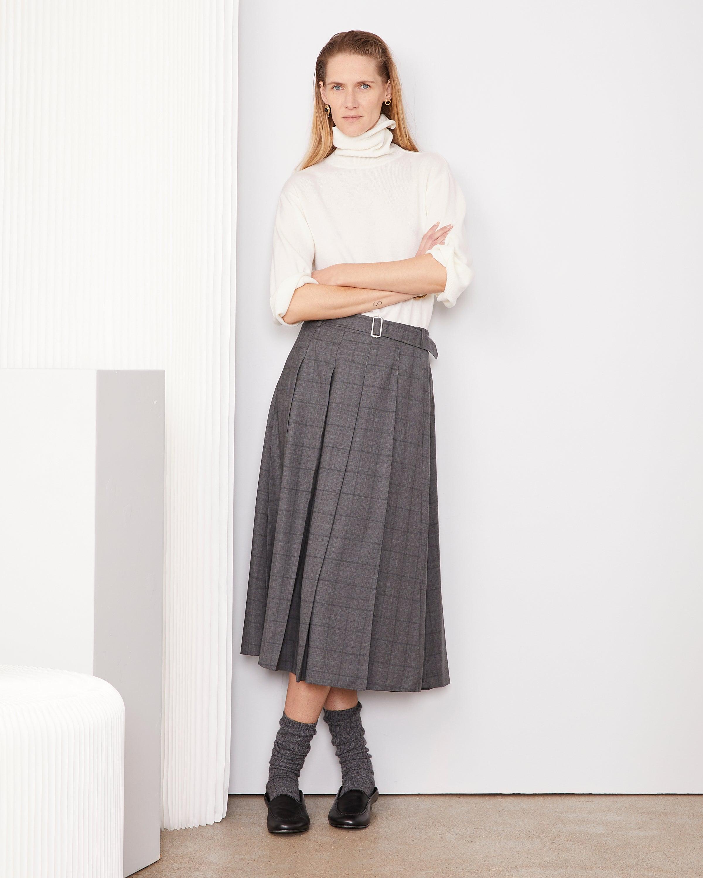 スカート OFFICINE GENERALE Women Mid Skirts W24WSKT153 STONE Grey Officine Generale Mid-length skirts for Women | Online Sale