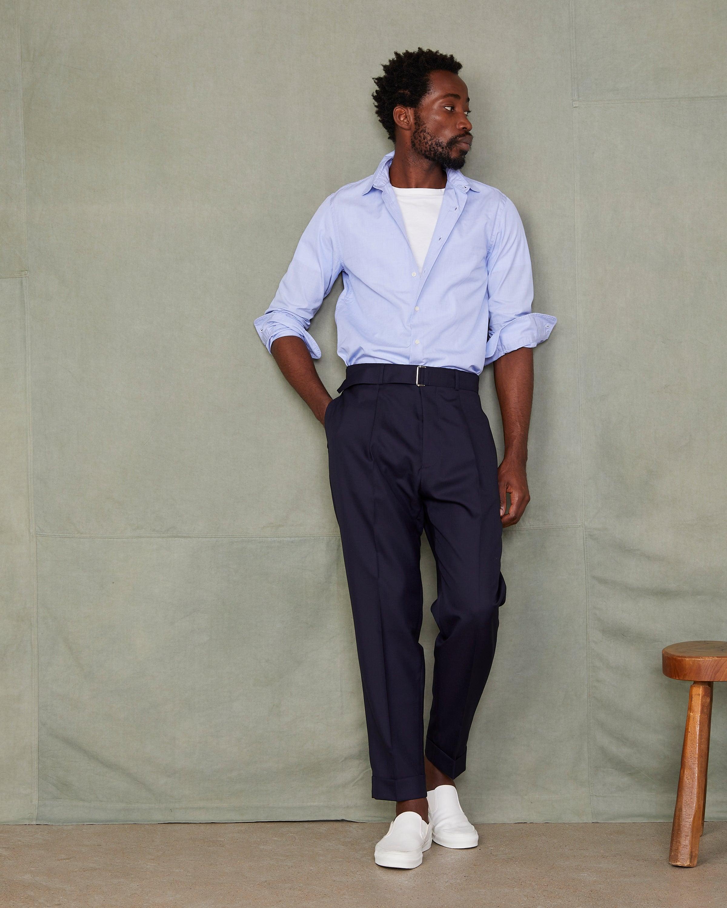 officine generale スラックス オフィシン ジェネラル ミドルグレー テーパードシルエット