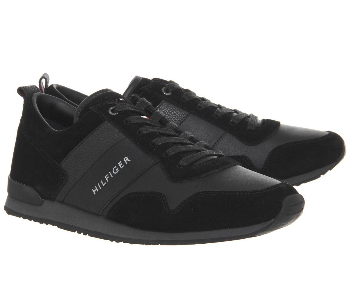 tommy hilfiger iconic leather trainers black