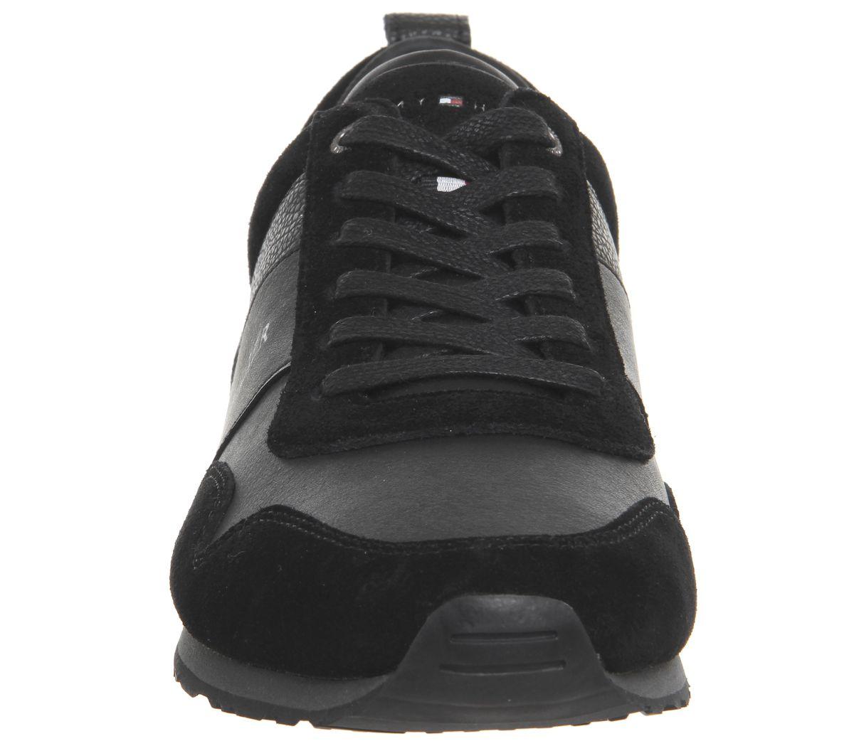 tommy hilfiger iconic leather trainers black
