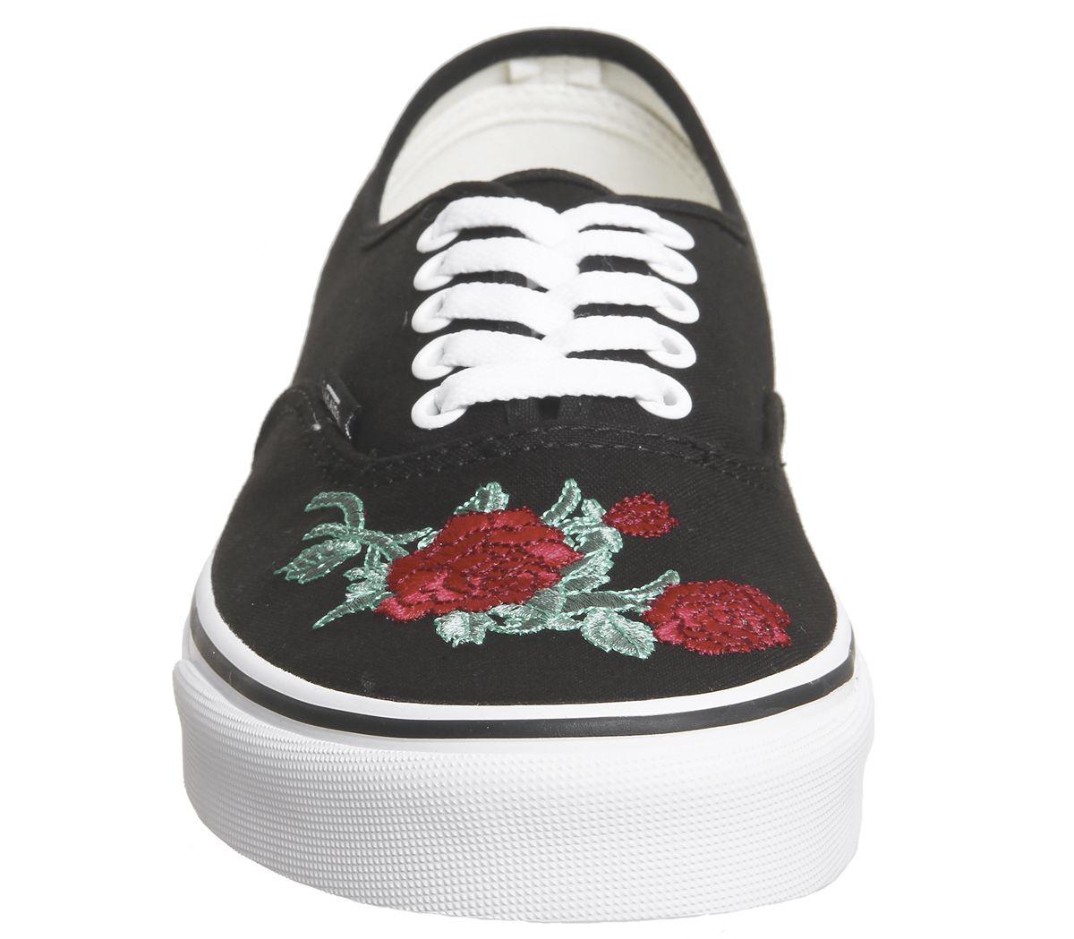 vans authentic trainers black red rose