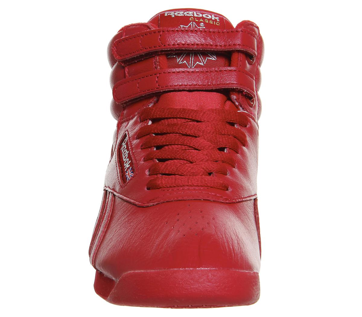 Reebok Leather Freestyle Hi in Red - Lyst