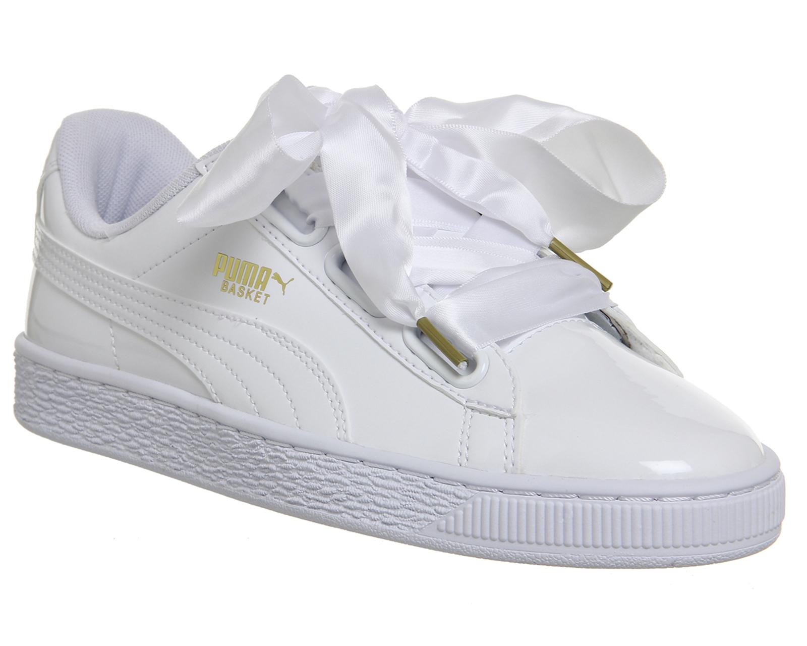puma patent white trainers