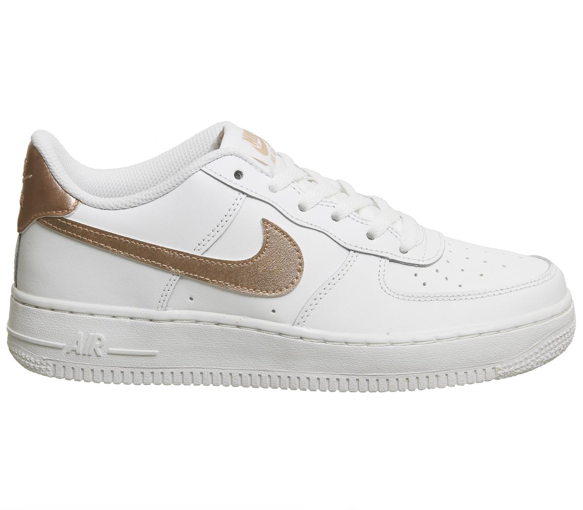 nike air force 1 trainers white metallic rose gold