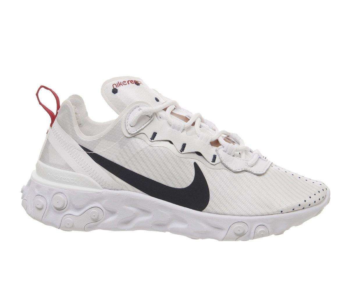 nike black and white react element 55 trainers