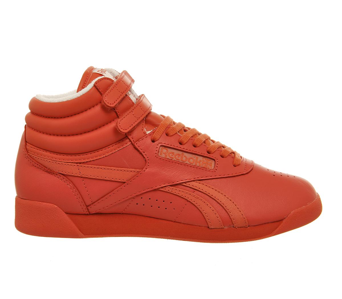 Reebok Leather Freestyle Hi in Red - Lyst