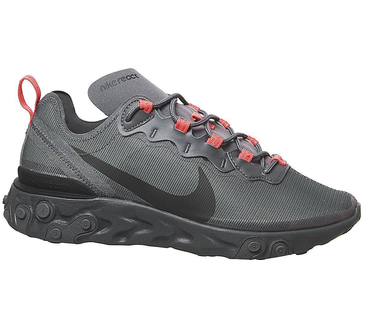 react element 55 trainers dark grey black crimson