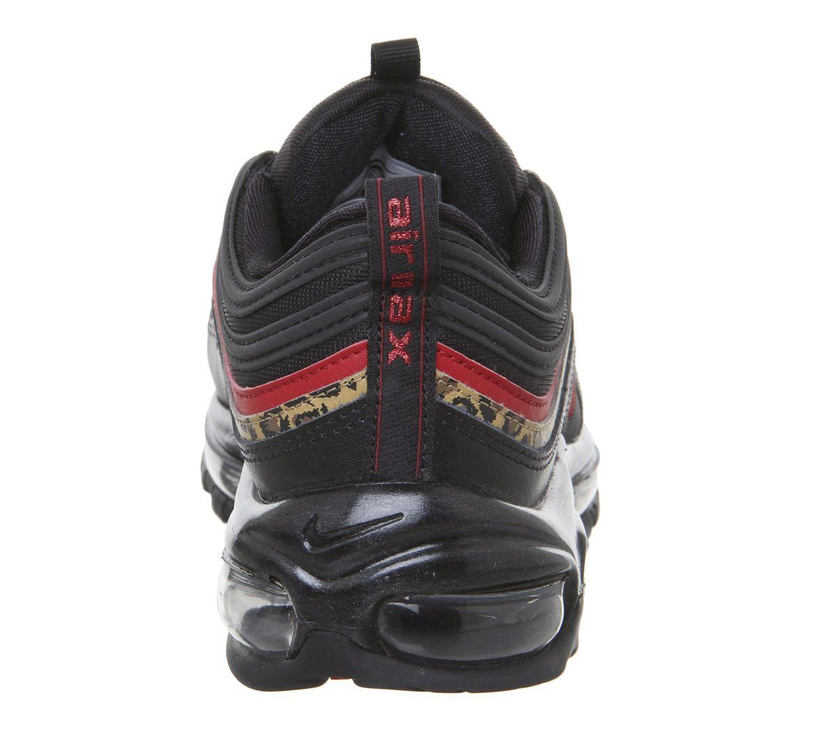 nike air max 97 trainers black university red leopard