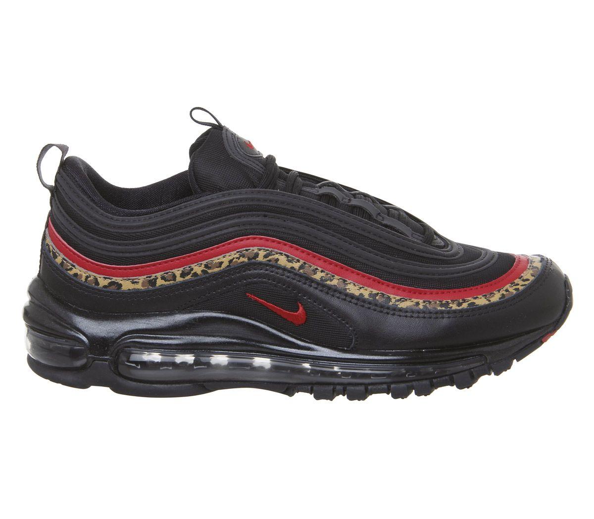 nike air max 97 trainers black university red leopard