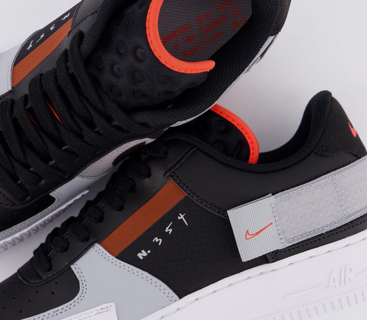 air force 1 type trainers black hyper crimson wolf grey white