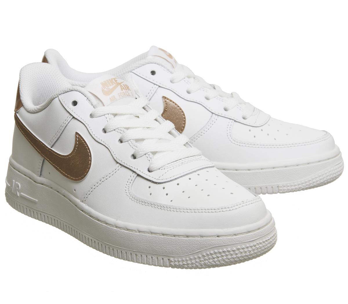 nike air force 1 trainers white metallic rose gold