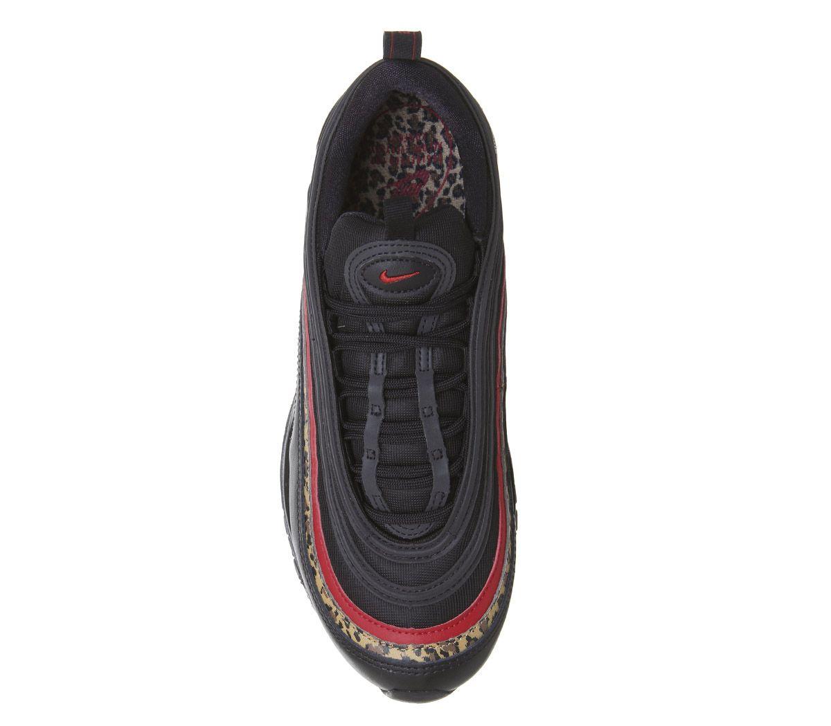 nike air max 97 trainers black university red leopard