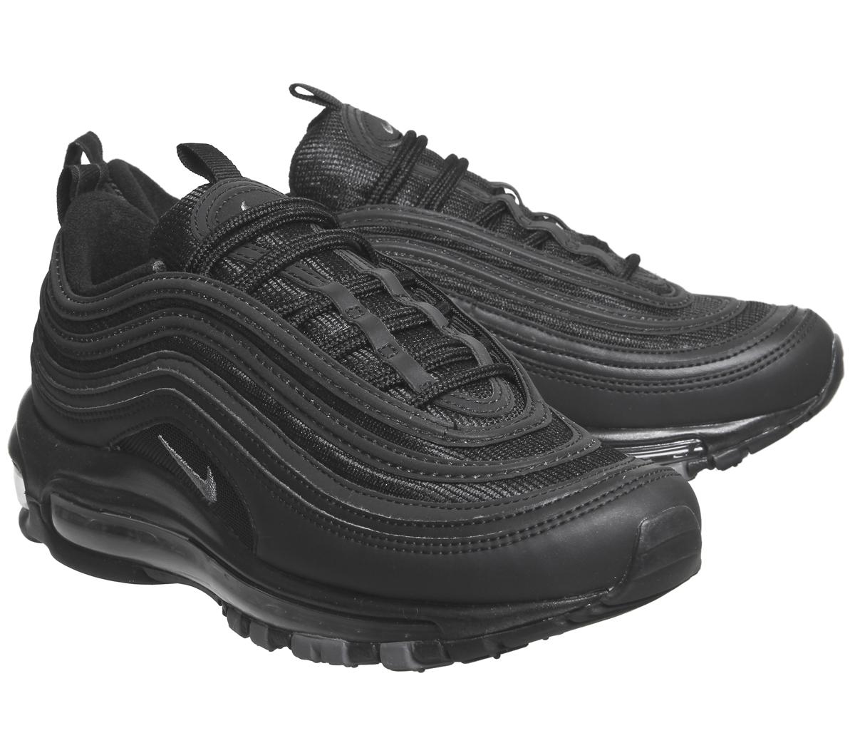 nike air max 97 trainers black black dark grey glitter f nike air max 97 trainers black black dark grey glitter f