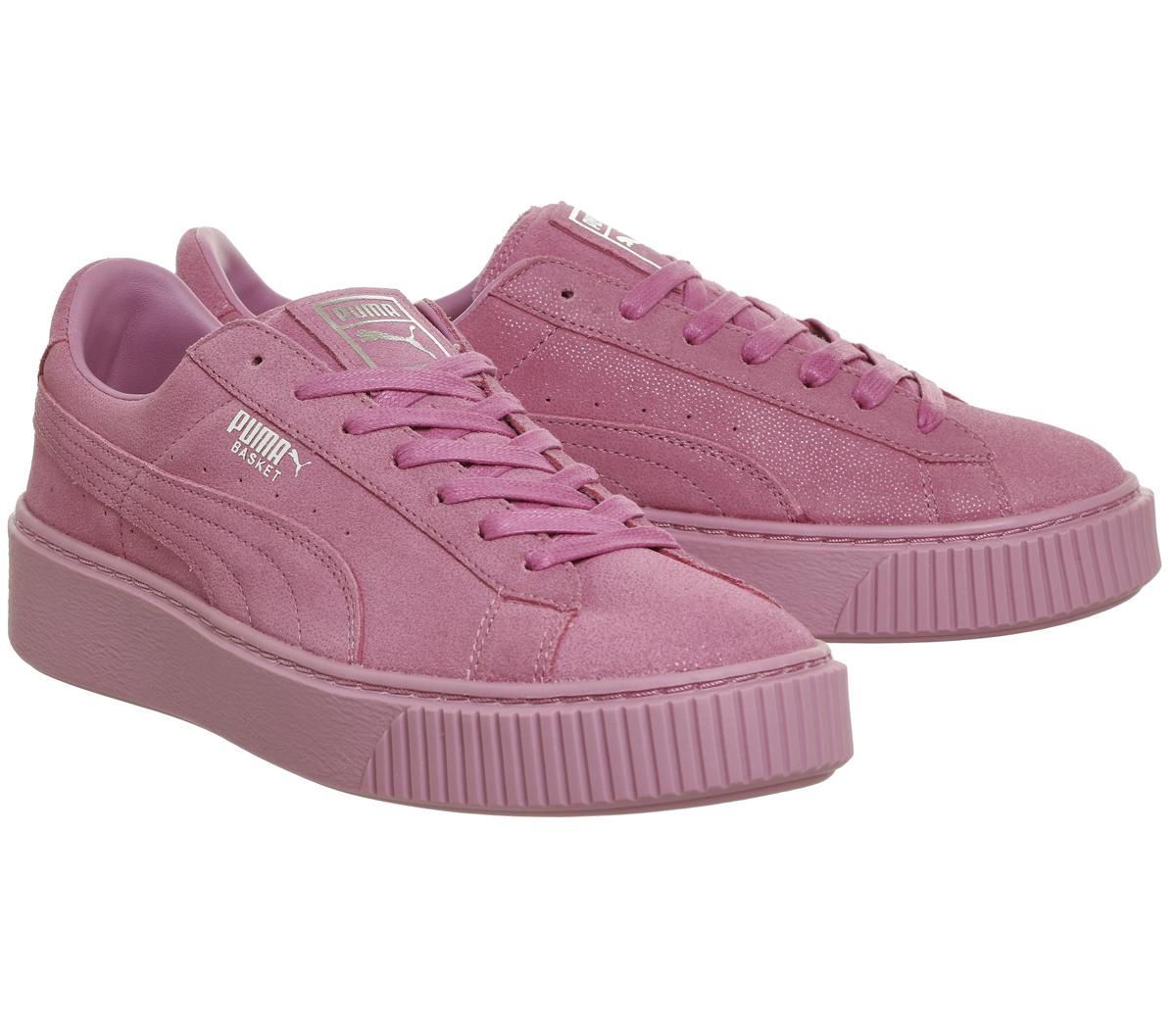 pink suede platforms