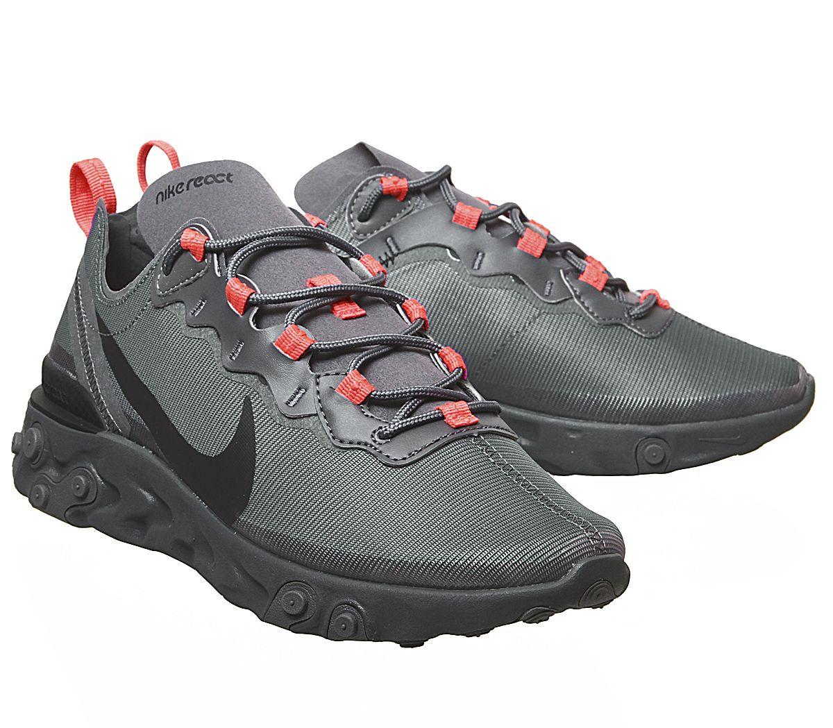 react element 55 trainers dark grey black crimson