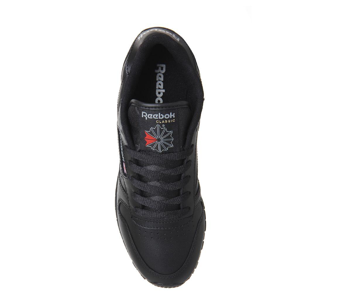 reebok black leather trainers