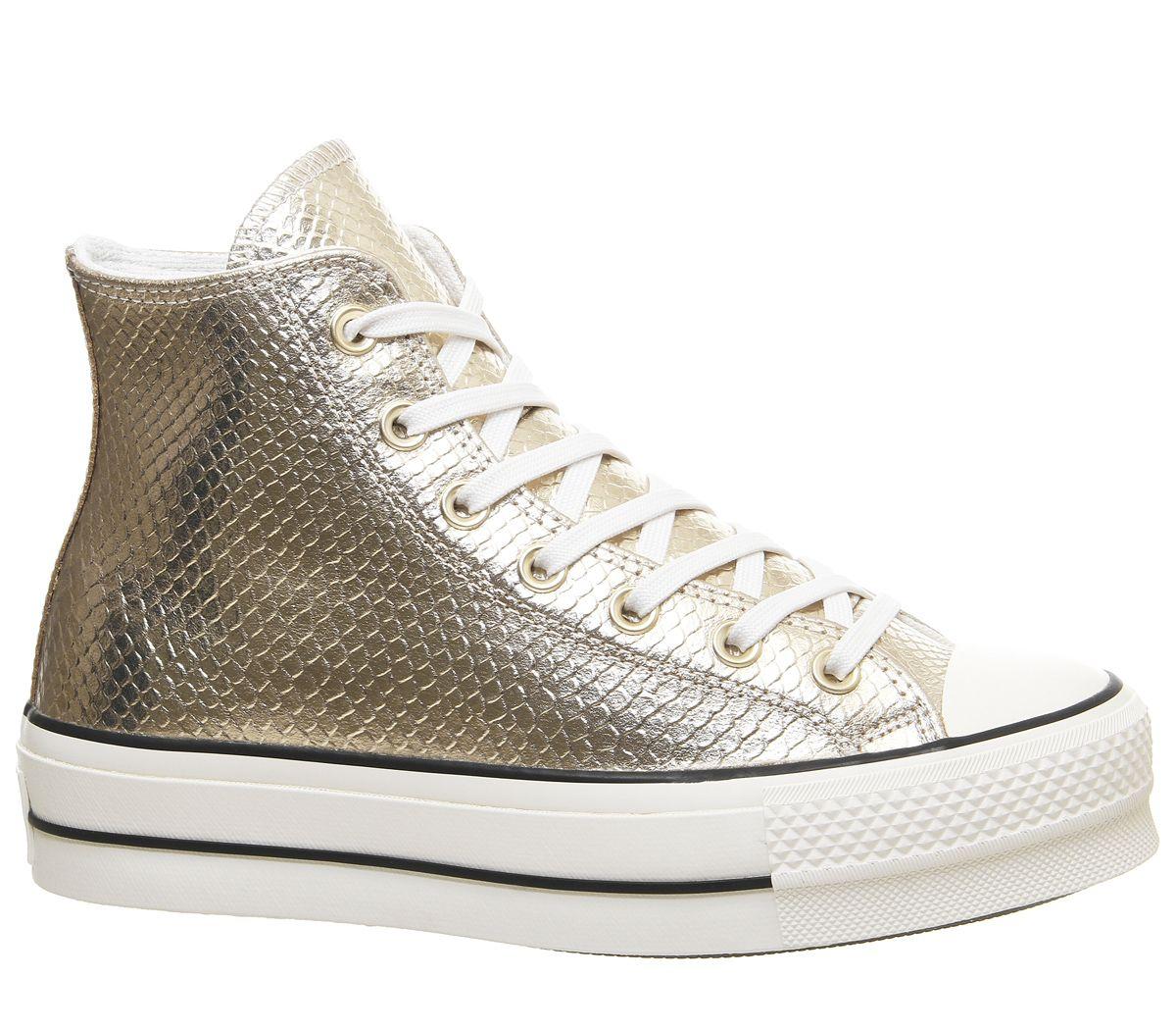 converse chuck taylor hi platform gold snake trainers