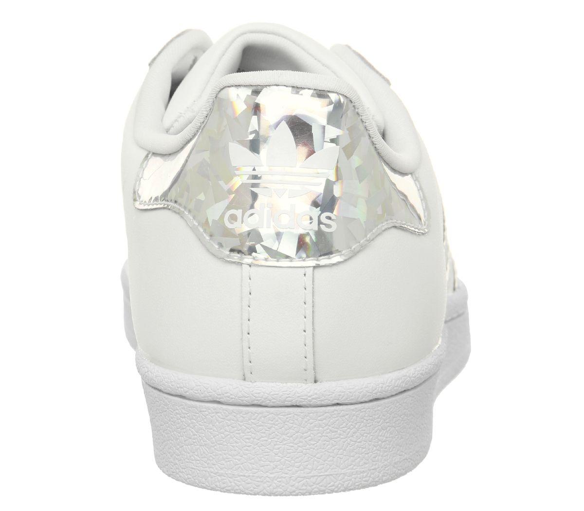 adidas superstar gs white silver holographic