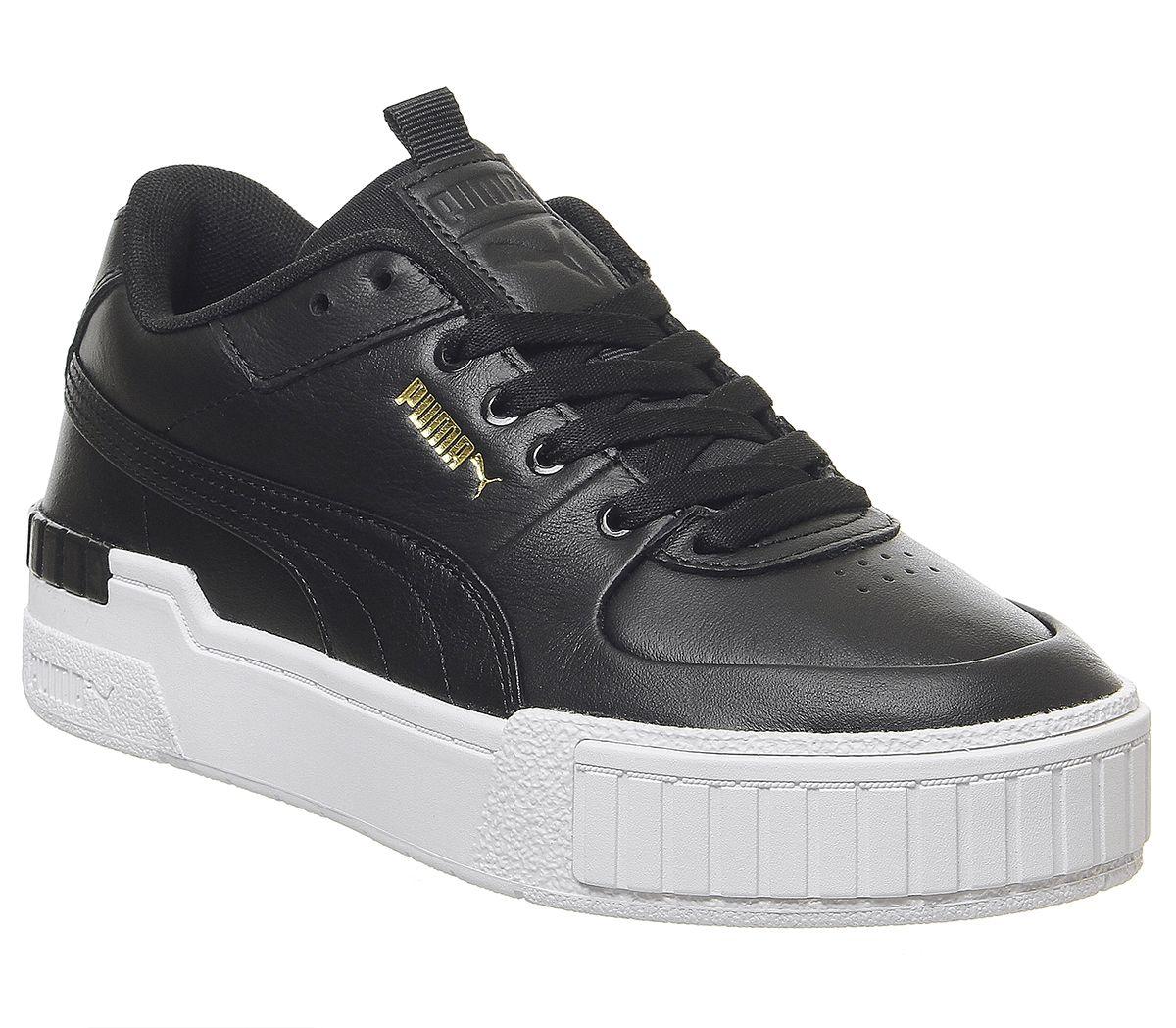 puma white & black cali leather trainers