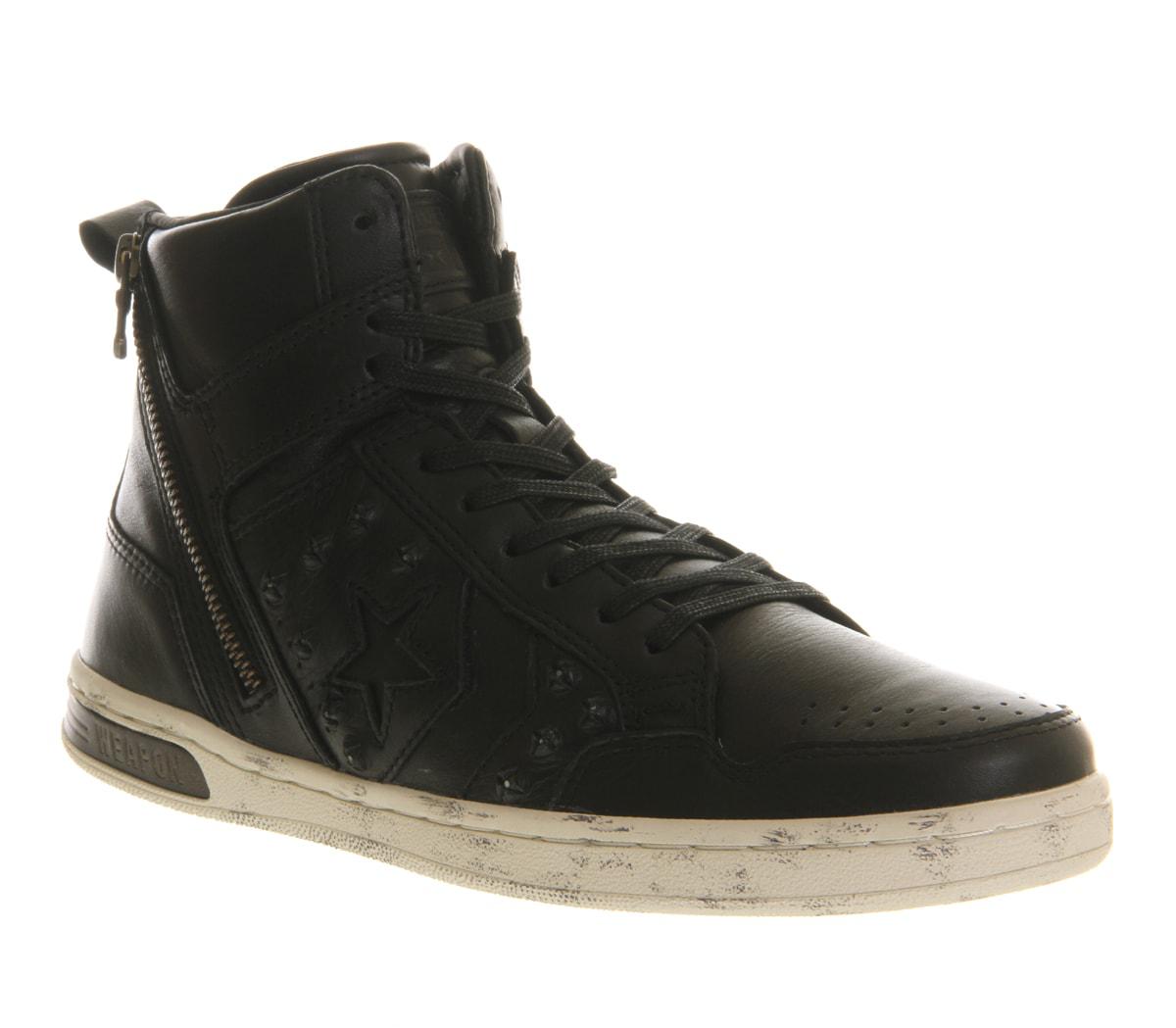 Converse Leather John Varvatos Weapon Zip in Black Leather (Black) for Men  - Lyst