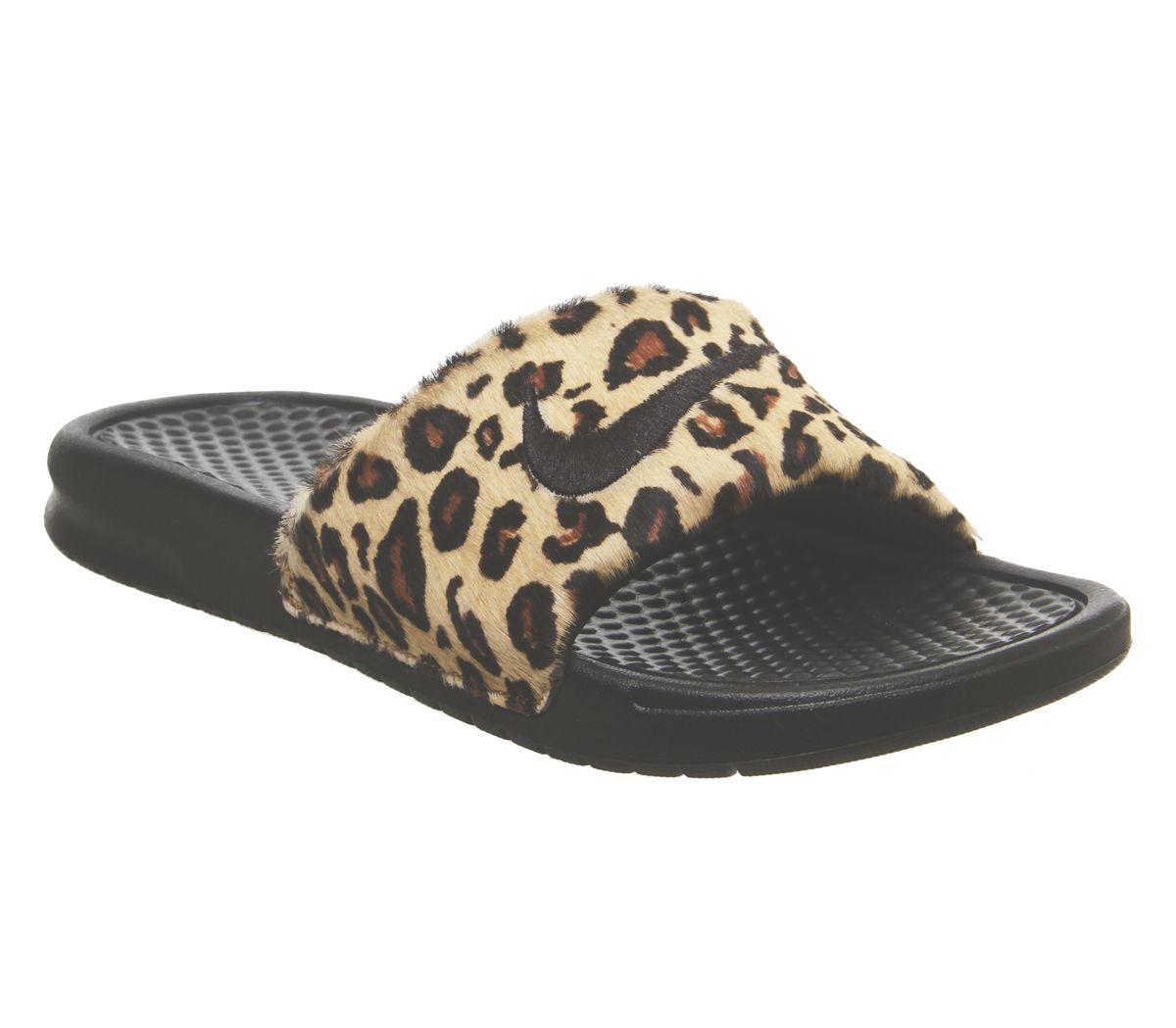 leopard nike slides