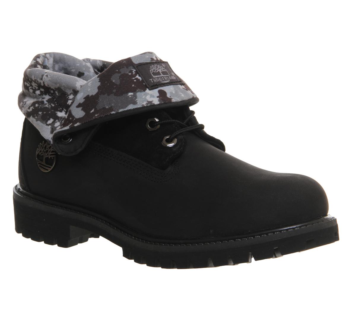 Timberland Suede Roll Top Boots in Black Camo (Black) for Men - Lyst