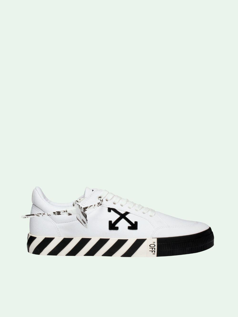 off white striped vulcanized sneakers