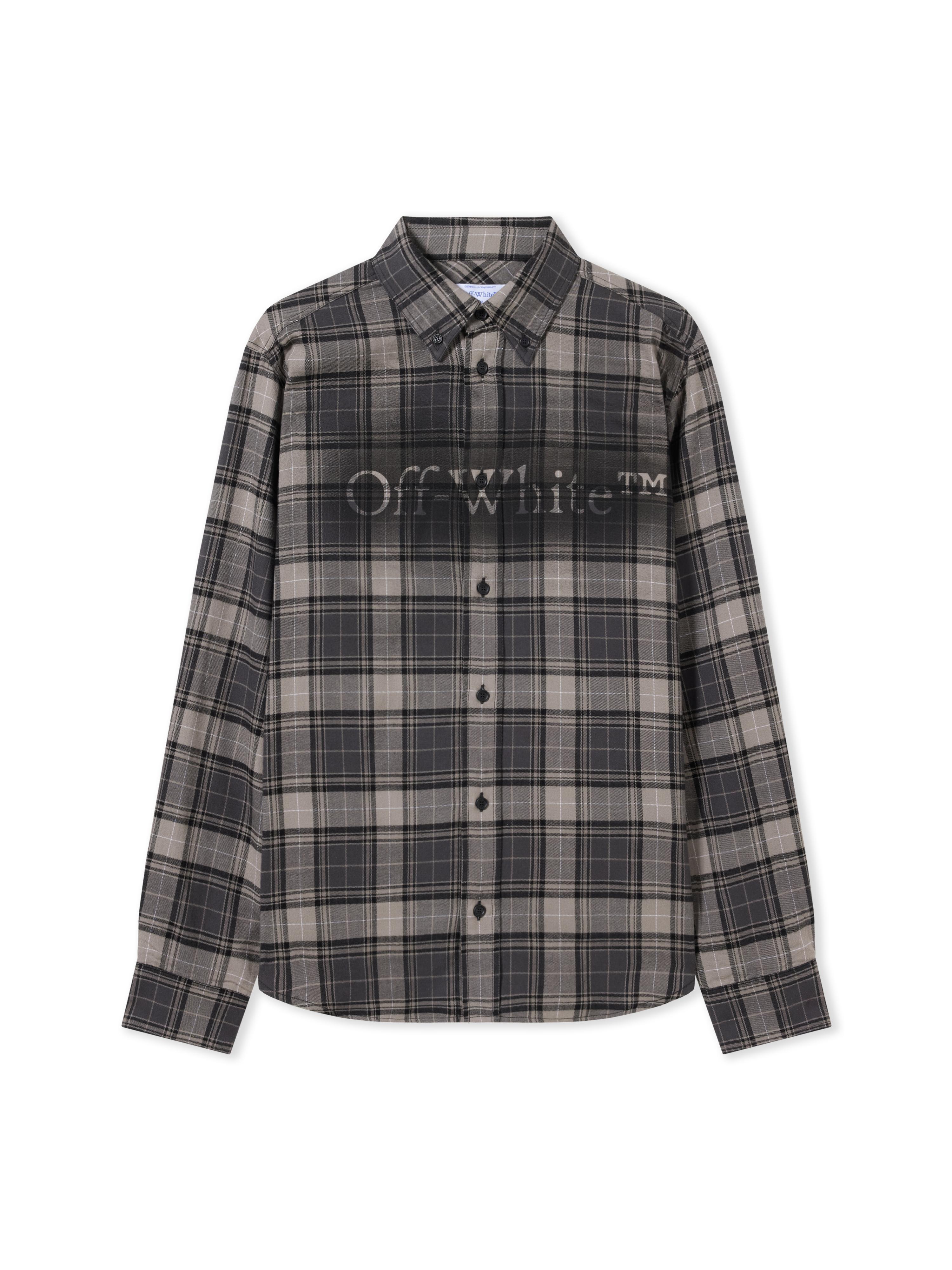 Off-White c/o Virgil Abloh Spray Book Check Flannel Shirt in Grey