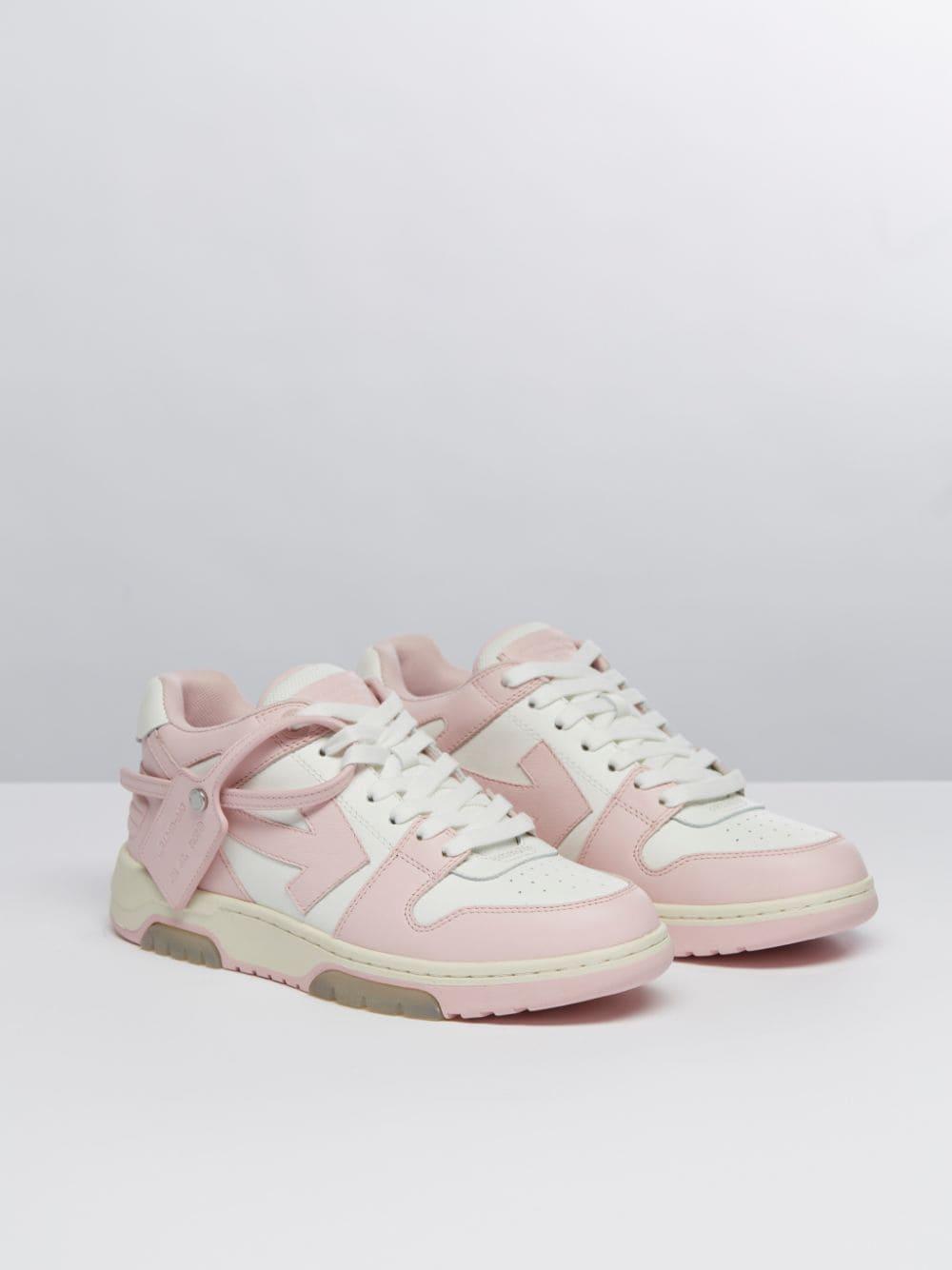 Off-White c/o Virgil Abloh Leder Out of Office Sneakers in Pink Damen Schuhe Sneaker Niedrig Geschnittene Sneaker 