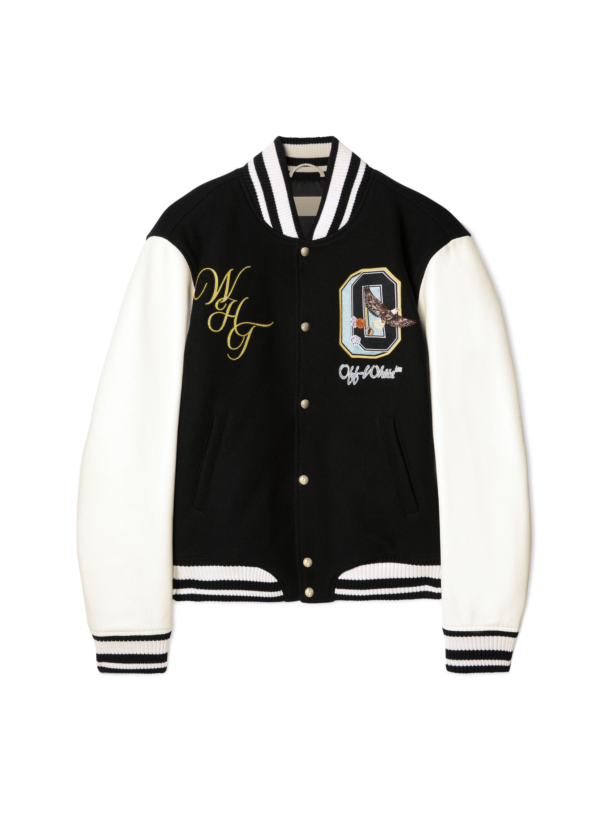 Leather Giacca Off White Uomo Giacca Varsity In Pelle/Lana Con