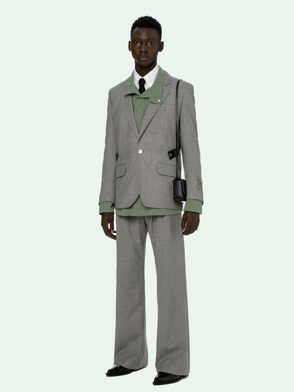 Wool Striped Single-breasted Blazer 