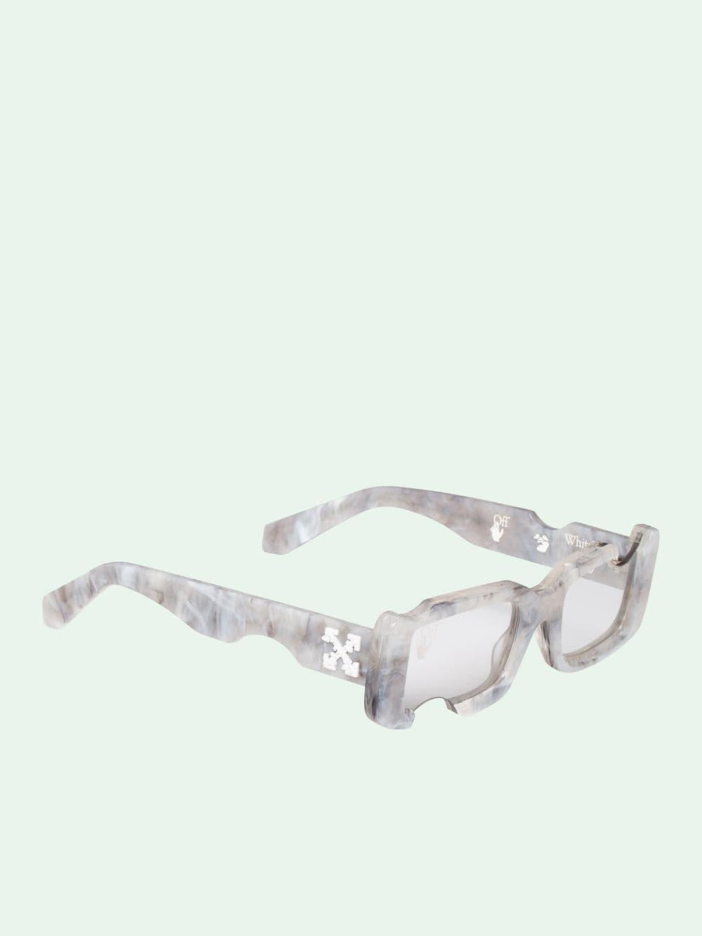 OFF-WHITE Cady Rectangular Frame Sunglasses Light Grey Marble/White  (OWRI026S21PLA0010501) - FW21 - MX