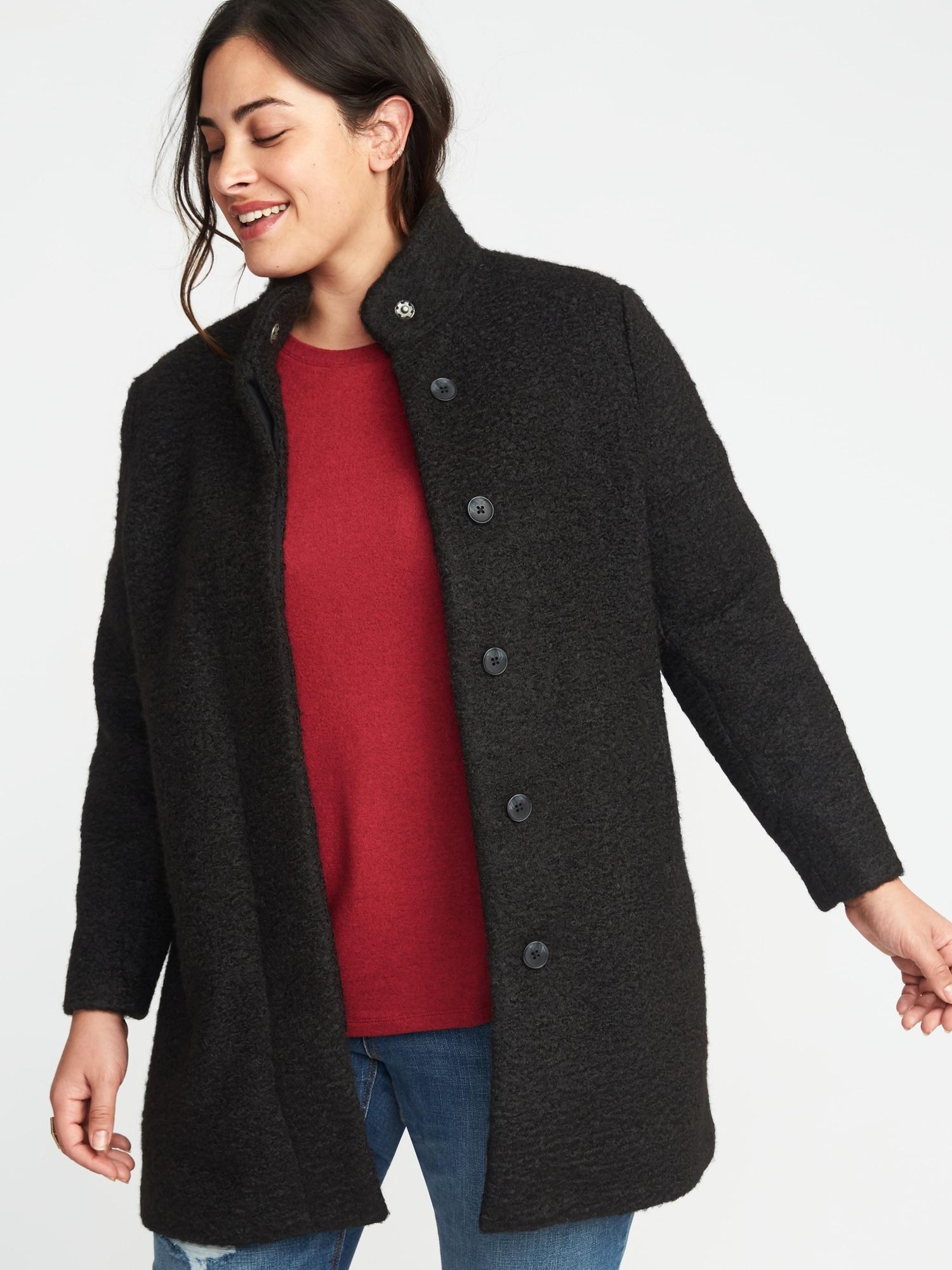 plus size boucle coat